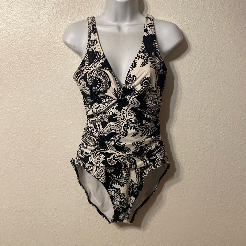 Lauren Ralph Lauren Floral Ruched One Piece Swimsuit Size 10